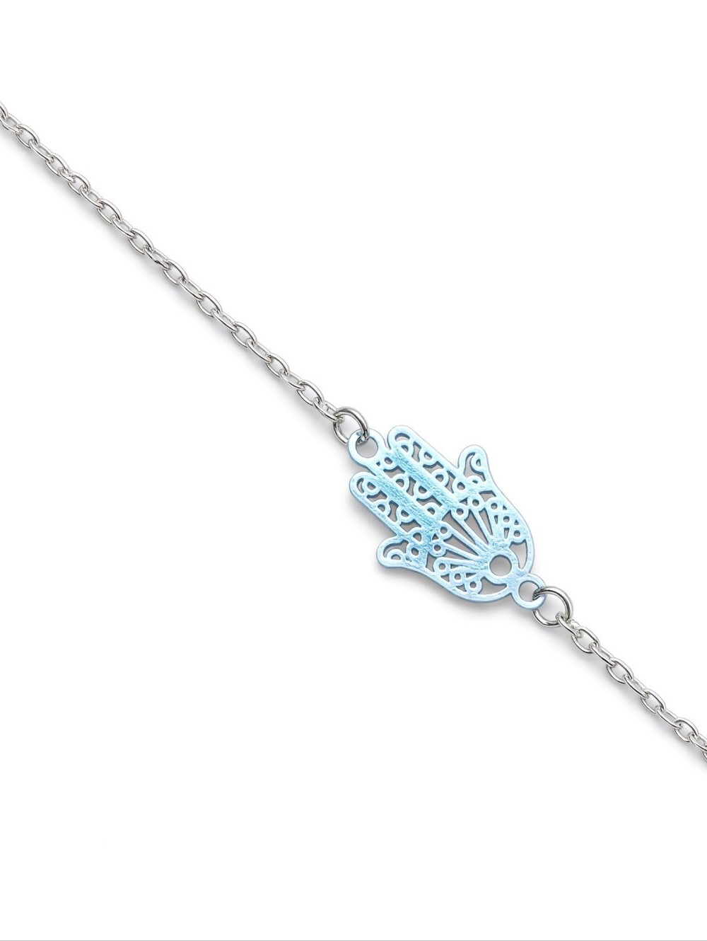 Silver Dainty Hamsa Bracelet | Adjustable Boho Charm Bracelet